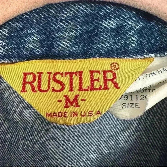 Vintage Rustler Jacket Medium Wash Boxy Crop Denim Trucker Jean Womens Medium - Picture 6 of 13